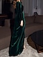 halpa Iltapuvut-tuppi iltapuku vintage mekko punainen vihreä mekko juhlallinen ilta lattian pituus pitkähihainen v kaula syksy häävieras sametti draping halkiolla 2024