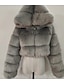 cheap Women&#039;s Furs &amp; Leathers-Women&#039;s Fur Coat Faux Fur Coat Hoodie Jacket Wedding Daily Outdoor clothing Fall Winter Short Coat Slim Casual Faux Leather Jacket Long Sleeve Solid Color Fur Light Pink Sapphire Navy