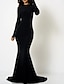 お買い得  イブニングドレス-Mermaid / Trumpet Beautiful Back Sexy Engagement Formal Evening Dress Jewel Neck Long Sleeve Court Train Spandex with Sleek 2022