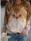 cheap Hoodies &amp; Sweatshirts-Women&#039;s Cat Graphic 3D Hoodie Sweatshirt Print 3D Print Daily Basic Casual Hoodies Sweatshirts  Gray White Brown