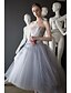 cheap Quinceanera Dresses-Ball Gown Prom Dresses 1950s Dress Graduation Tea Length Sleeveless Strapless Tulle with Appliques Tiered 2023