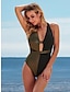 cheap One-piece swimsuits-Women&#039;s Swimwear One Piece Monokini Normal Swimsuit Hollow Out Wrap Cross Color Block Black Strap Bathing Suits New Fashion Party