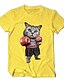 cheap Men&#039;s 3D Tee-Men&#039;s Unisex T shirt Tee Shirt Tee Graphic Animal Cat Round Neck Blue Pink Yellow Red Navy Blue 3D Print Daily Holiday Short Sleeve Print Clothing Apparel Basic Cute Designer Casual / Summer / Summer