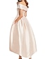 cheap Prom Dresses-Ball Gown Elegant Vintage Engagement Prom Dress Off Shoulder Short Sleeve Ankle Length Satin with Sleek 2022
