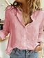 cheap Tank Tops-Women&#039;s Blouse Shirt Plain Long Sleeve Shirt Collar Basic Casual Tops Yellow Pink Black