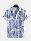 cheap Hawaiian Shirts-Men&#039;s Summer Hawaiian Shirt Shirt 3D Print Plants Graphic Patterned Hawaiian Aloha Design Turndown Daily Outdoor Button-Down Print Short Sleeve Regular Fit Tops Designer Casual Hawaiian Green Pink