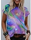 abordables T-shirts Femme-Femme T shirt Tee Design 3D effet Graphic Design Manches Courtes Col Rond du quotidien Imprimer Vêtements Design basique Vert Bleu Violet
