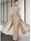 cheap Mother of the Bride Dresses-Sheath / Column Mother of the Bride Dress Wedding Guest Elegant Sparkle &amp; Shine Jewel Neck Asymmetrical Floor Length Chiffon Lace 3/4 Length Sleeve with Sequin Appliques 2023