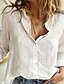 cheap Women&#039;s Blouses &amp; Shirts-Women&#039;s Shirt Blouse Black White Yellow Plain Long Sleeve Casual Daily Basic Shirt Collar S