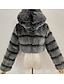 cheap Women&#039;s Furs &amp; Leathers-Women&#039;s Fur Coat Faux Fur Coat Hoodie Jacket Wedding Daily Outdoor clothing Fall Winter Short Coat Slim Casual Faux Leather Jacket Long Sleeve Solid Color Fur Light Pink Sapphire Navy