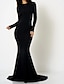 お買い得  イブニングドレス-Mermaid / Trumpet Beautiful Back Sexy Engagement Formal Evening Dress Jewel Neck Long Sleeve Court Train Spandex with Sleek 2022