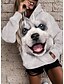 cheap Hoodies &amp; Sweatshirts-Women&#039;s Hoodie Pullover Front Pocket Print Basic Casual White Graphic Dog 3D Daily Long Sleeve Hooded