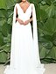 halpa Iltapuvut-A-Line Evening Gown Elegant Dress Engagement Formal Evening Sweep / Brush Train Sleeveless V Neck Chiffon with Pleats 2023