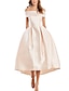 cheap Prom Dresses-Ball Gown Elegant Vintage Engagement Prom Dress Off Shoulder Short Sleeve Ankle Length Satin with Sleek 2022