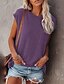 cheap Women&#039;s T-shirts-Women&#039;s T shirt Plain Pocket Round Neck Basic Tops Batwing Sleeve Cotton Blue Purple Blushing Pink