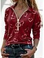 voordelige Damesblouses en -shirts-Dames Tuniek Hart Dagelijks Tuniek Blouse Overhemd Lange mouw Afdrukken V-hals Casual Vleermuismouw Wit Zwart blauw S