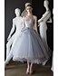 cheap Quinceanera Dresses-Ball Gown Prom Dresses 1950s Dress Graduation Tea Length Sleeveless Strapless Tulle with Appliques Tiered 2023