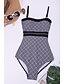 cheap One-piece swimsuits-Women&#039;s Swimwear One Piece Monokini Normal Swimsuit Tummy Control Open Back Slim Bow Print Color Block Stripe Gray Strap Bathing Suits New Party Ethnic / Vacation / Padded Bras