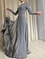 Χαμηλού Κόστους Βραδινά Φορέματα-φόρεμα για πάρτι με θήκη βραδινό φόρεμα μινιμαλιστικό φόρεμα νυφικών επισήμων καλεσμένων το βράδυ στο πάτωμα με μακρύ μανίκι κόσμημα σατέν λαιμόκοψη με πιέτες 2024