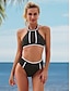 cheap Tankinis-Women&#039;s Swimwear Bikini Tankini Normal Swimsuit Solid Color Stripe Tie Knot Mesh Bow Cross Black Strap Padded Blouse Bathing Suits Party Neutral New / Sexy / Padded Bras