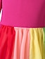 cheap Girls&#039; Dresses-Kids Toddler Little Dress Girls&#039; Rainbow Color Block Colorful Outdoor Tulle Dress Patchwork Fuchsia Lavender Maxi Cotton Long Sleeve Active Boho Dresses Fall Winter Regular Fit