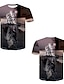 economico animali e pupazzi-specchio della tigre camicia grafica da uomo unisex maglietta gatto girocollo 3D nero grigio stampa casual quotidiano manica corta rivetto maglia abbigliamento abbigliamento basic designer animali e