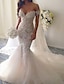 cheap Wedding Dresses-Engagement Formal Wedding Dresses Mermaid / Trumpet Off Shoulder Cap Sleeve Court Train Lace Bridal Gowns With Appliques 2023