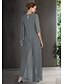 cheap Mother of the Bride Dresses-Two Piece Pantsuit / Jumpsuit Mother of the Bride Dress Plus Size Elegant Jewel Neck Floor Length Chiffon 3/4 Length Sleeve with Appliques 2022