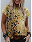 cheap Women&#039;s T-shirts-Women&#039;s Butterfly T shirt Graphic Butterfly Print Round Neck Basic Vintage Tops Yellow / 3D Print