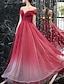 Χαμηλού Κόστους Φορέματα Χορού Αποφοίτησης-Ίσια Γραμμή Μπλοκ χρωμάτων Μινιμαλιστική Λάμψη Επισκέπτης γάμου Επίσημο Βραδινό Φόρεμα Με Κόσμημα Κοντομάνικο Μακρύ Τούλι με Πλισέ Πούλιες 2022
