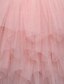 cheap Girls&#039; Dresses-Kids Little Girls&#039; Pink Party Princess Flower Lace Scalloped Tulle Back Backless Tutu Top Edges Tiered Girl Dress
