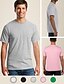 tanie Odzież męska-Męska 100% bawełniana koszulka miękka wygodna klasyczna koszulka w jednolitym kolorze wokół szyi z krótkim rękawem codzienne topy prosta letnia cienka koszulka