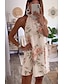 cheap Casual Dresses-Women&#039;s Shift Dress Short Mini Dress White Sleeveless Floral Print Spring Summer Halter Neck Casual 2022 S M L XL