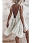 cheap Casual Dresses-Women&#039;s Shift Dress Short Mini Dress White Black Brown Sleeveless Solid Color Backless Summer V Neck Casual 2022 S M L XL