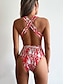 cheap One-piece swimsuits-Women&#039;s Swimwear One Piece Monokini EU / US Size Swimsuit Tummy Control Open Back Slim Solid Color Color Block Rose red (female) White Wine Red Padded Bodysuit Plunge Bathing Suits New Fashion Sexy