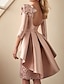 cheap Mother of the Bride Dresses-Sheath / Column Mother of the Bride Dress Elegant Bateau Neck Knee Length Satin 3/4 Length Sleeve with Pleats Flower 2022
