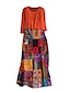 cheap Dress Sets-Women&#039;s Dress Set Two Piece Dress Long Dress Maxi Dress Blue Purple Orange 3/4 Length Sleeve Print Winter Fall Crew Neck Hot Loose Fit M L XL XXL 3XL 4XL 5XL / Graphic / Plus Size