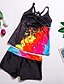 cheap Tankinis-Women&#039;s Swimwear Tankini 2 Piece Plus Size Swimsuit Printing for Big Busts Color Block Tie Dye Rainbow Camisole Padded Scoop Neck Bathing Suits Sports Casual Sexy / Strap / New / Padded Bras / Slim