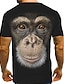 billige T-skjorter med dyreprint-Herre Grafisk Dyr Orangutang Skjorte T skjorte T-skjorter Kortermet T skjorte 3D-utskrift Rund hals Skjorte Elegant og moderne Morsom Bekvem Fest Gate Daglig Svart Rosa Brun Sommer Klær S M L XL XXL