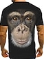 abordables animaux et marionnettes-Homme Chemise T shirt Tee Tee Graphic Animal Orang-outan Col Rond Noir Rose Claire Marron 3D effet Soirée Plein Air Manche Courte Imprimer Vêtement Tenue Chic et moderne Marrant Confortable Grand et