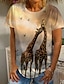 cheap Tees &amp; T Shirts-Women&#039;s Graphic Patterned 3D Giraffe Daily Weekend 3D Printed Painting Short Sleeve T shirt Tee Round Neck Print Basic Essential Tops Yellow S