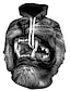 저렴한 남성용 3D 후드티-남성용 플러스 사이즈 풀오버 후디 스웨트 셔츠 카툰 3D 늑대 후디 3D 인쇄 베이직 캐쥬얼 후드 스웨트 셔츠 긴 소매 블랙엔화이트 블랙 / 화이트 블랙 / 봄 / 여름