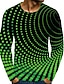 billige Geometrisk-Herre T skjorte Grafisk Polkadotter Rund hals Lyseblå Safirblå Svart Gul Rød 3D-utskrift Daglig Langermet Trykt mønster Klær Grunnleggende