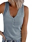 ieftine Bluze simple pentru femei-Pentru femei Cămașă Henley Bluză Negru Alb Roz Îmbujorat Simplu Peteci Fără manșon De Bază În V Regulat Zvelt S