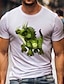 abordables Camiseta gráfica para hombres-perezoso montando tortuga camisa gráfica para hombre tortuga animal verde y negro blanco camiseta plateada mezcla de algodón pantalón corto casual básico manga cumpleaños la parte posterior de