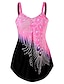 cheap Tankinis-Women&#039;s Plus Size Swimwear 2 Piece Swim Dress Swimsuit Print for Big Busts Leaf Vacation Sporty Bathing Suits