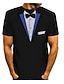 billige herre 3d t-shirt-Herre T-Shirts Tuxedo skjorter Grafisk Rund hals Sort Hvid Gul Vin Rød 3D-udskrivning Daglig Kortærmet Trykt mønster Tøj overdrevet Basale