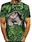 cheap Men&#039;s Tees &amp; Tank Tops-Men&#039;s Tee T shirt Tee Shirt Cat Graphic Prints Animal 3D Print Round Neck Plus Size Casual Daily Short Sleeve 3D Print Tops Streetwear Slim Fit Workout Green White Blue / Summer / Summer
