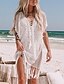 cheap Beach Dresses-Women&#039;s Swimwear Cover Up Normal Swimsuit Modest Swimwear Crochet Solid Colored White Black Bathing Suits