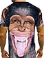 billige dyr og mupper-Herre Skjorte T skjorte T-skjorter Morsomme t-skjorter Dyr Orangutang Grafiske trykk Crew-hals Svart Blå Grå 3D-utskrift Daglig Ferie Kortermet Trykt mønster Klær Grunnleggende Fritid